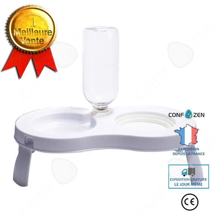 Comparer les prix de CONFO 1pc 2 en 1 Distributeur avec Gamelle Domestique Portable et Bouteille Automatique deau Disque Blanc pour Chat et Chien Blanc