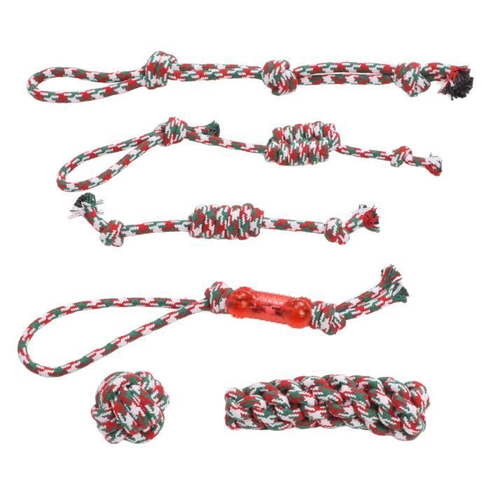 Comparer les prix de Cuque Jouet de corde de coton pour animaux de compagnie 6pcs Pet coton corde jouet interactif Noël chien corde jouets pour chien