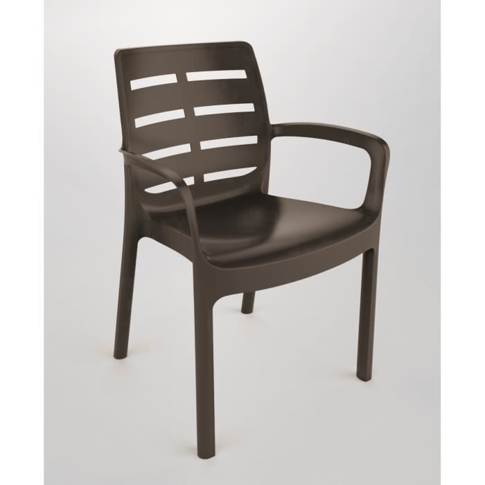 fauteuil monobloc empilable - dmora - made in italy - marron - résistant aux intempéries