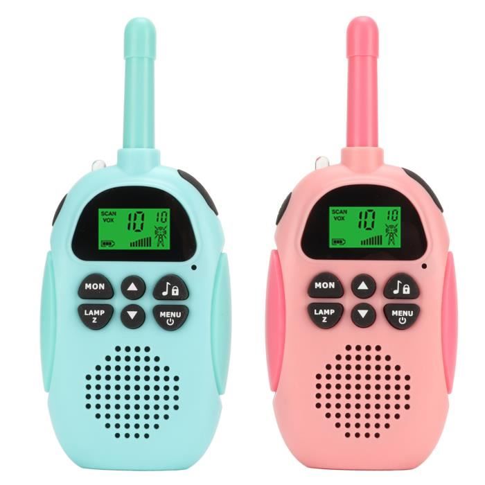 2 Pièces Talkie Walkie Enfants,Talkie Walkie Rechargeable,Exterieur Jouet pour  Enfants, 22 Canaux,avec Écran LCD Rétro-Éclairé Fonction VOX,Cadeau pour  Filles Garçons de 3 à 12 Ans (Bleu et Rose) : : Jeux et