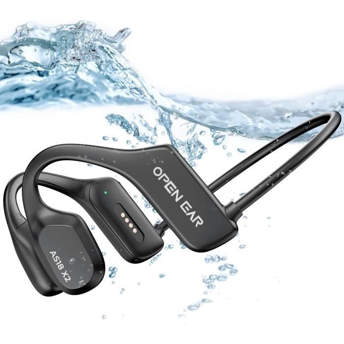 Casque Bluetooth à conduction osseuse Swimming X2 - Étanche, 8GB, Noir