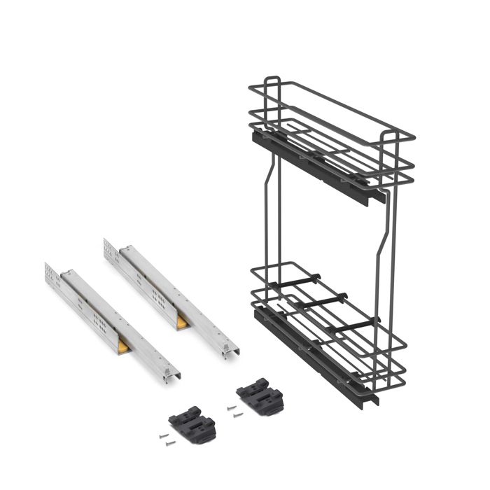Emuca porte-bouteilles latéral extractible TitaneMax avec fermeture amortie module 150mm acier gris anthracite Emuca porte-bouteilles latéral extractible TitaneMax avec fermeture amortie module 150mm acier gris anthracite