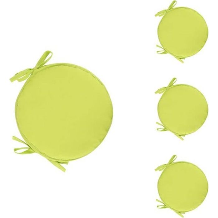 Coussins de chaise - FABLCREW - Lot de 4 - Rond - Vert - Ø38 cm