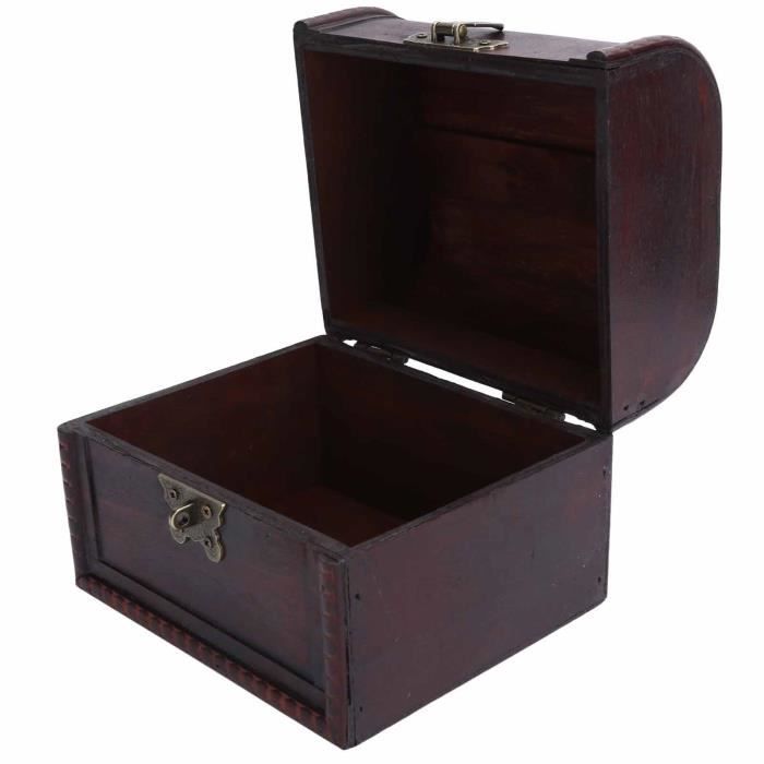 Coffre Au Trésor Bois Avec Serrure - Boîte Rangement Déco Vintage, Tirelire Ou Écrin à Bijoux