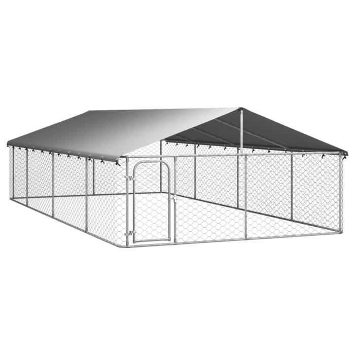 Chenil dextérieur avec toit pour chiens 600x300x150 cm