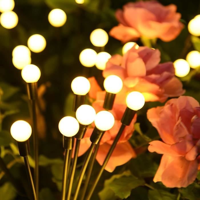 Lampes Solaires Exterieur,GENOSSEN 4PCS 10 LED Lumières Solaires Lucioles Étanche IP65 pour Jardin, Balcon, Jardin Décoration