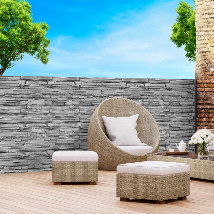IDMarket Brise Vue Occultant 1,5 X 10 M Motif Pierre Marron 160 GR/m² - Protection Intimité