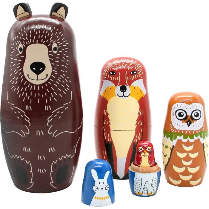 Poupées Russes De Noël – Set En Bois Père Noël, 4 Ou 6 Pièces, Empilables, Décorations De Bureau Et Sapin – Cadeau Artisanal Festif
