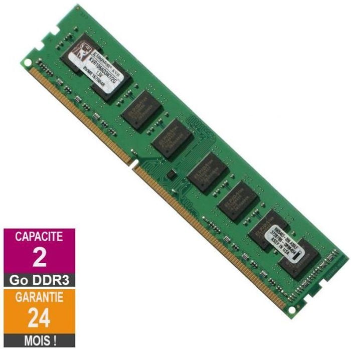 Barrette Mémoire 2Go RAM DDR3 Kingston KVR1066D3N7-2G DIMM PC3-8500U