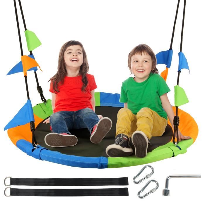 Balançoire Nid XXL 150 Cm - Capacité 300 Kg - Cordes Réglables 120-180 Cm - Tissu Oxford 900D Imperméable - Pour Jardin & Intérieur