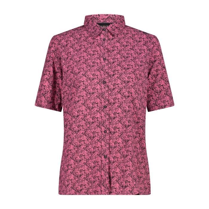 chemise femme cmp - antracite/pink fluo - xl - randonnée - manches longues - respirant