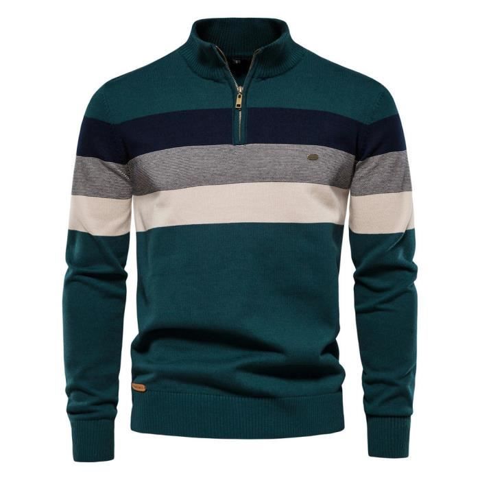 Comilaka Pull Homme Col Roulé Boutonné – Pull En 100% Coton Tricoté Épais, Manches Longues Chaud Pour Automne Hiver, Style Décontracté Élégant