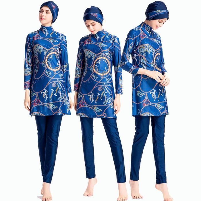 Burkini Femme 2 Pièces - Maillot De Bain Islamique Manches Longues Modeste
