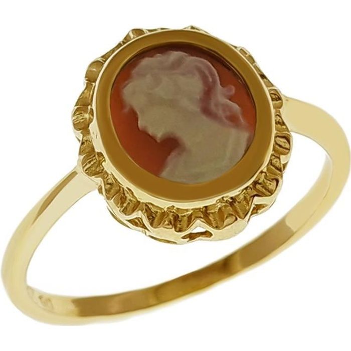 Bague camé orange Plaqué Or 18 carats