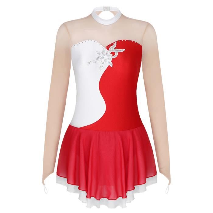 Justaucorps Gymnastique Femme IEFIEL - Tenue Patinage Artistique Scintillante, Body Danse Jazz Rumba Cha Cha
