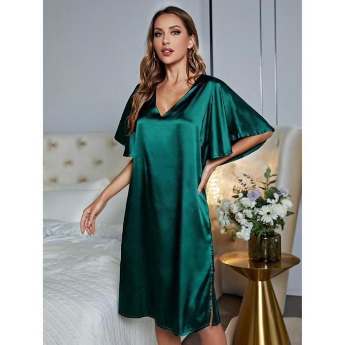 Pyjama femme satin vert