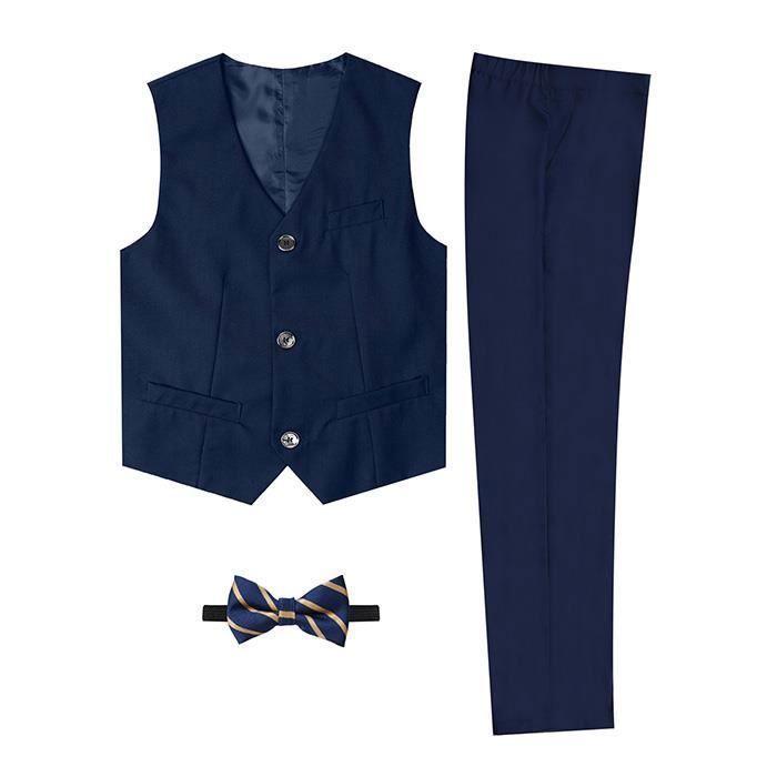 Costume Mariage Enfant Garçons Ensembles Formels Pcs Gilet Pantalons  Nœud Papillon 10 16 Ans Bleu Marine