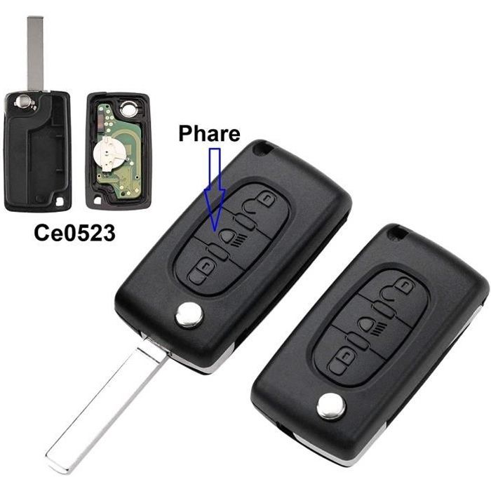 8€02 sur Clé de voiture télécommande 2 boutons ID46 433 MHz pour Peugeot 207  307 308 407 807 - Accessoire téléphonie pour voiture - Achat & prix