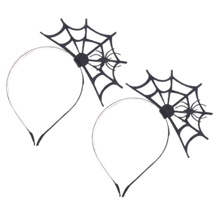 2 Serre-têtes En Maille D'araignée Pour Halloween - Noir Et Rouge, Accessoire Déguisement Sorcière Ou Araignée