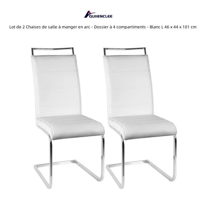 QUIIENCLEE Lot de 2 Chaises de salle à manger en arc - Dossier à 4 compartiments - Blanc L 46 x 44 x 101 cm