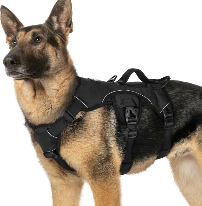 Meilleurs prix pour Harnais Chien Anti Traction avec Poignée de Levage Harnais Réglables pour Animaux de Compagnie Facile à Contrôler XL Noir