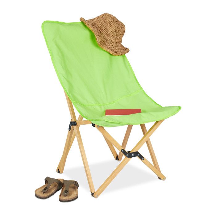 Chaise longue pliable en bois verte 100375580 Cdiscount Jardin