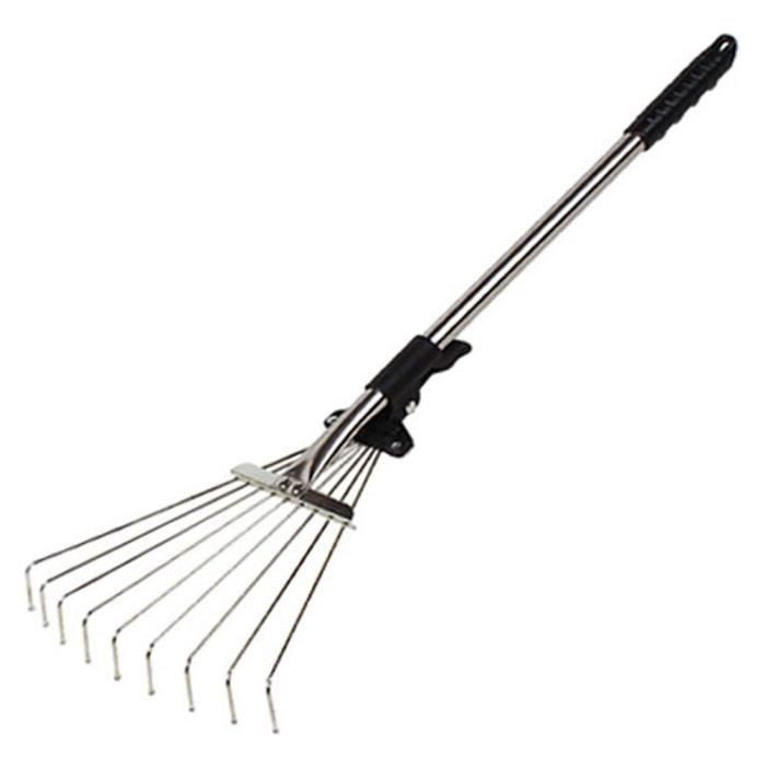 Râteau à Feuilles De Jardin Réglable 15 Dents - Râteau Télescopique Pliable En Métal Pour Pelouse Et Parterres