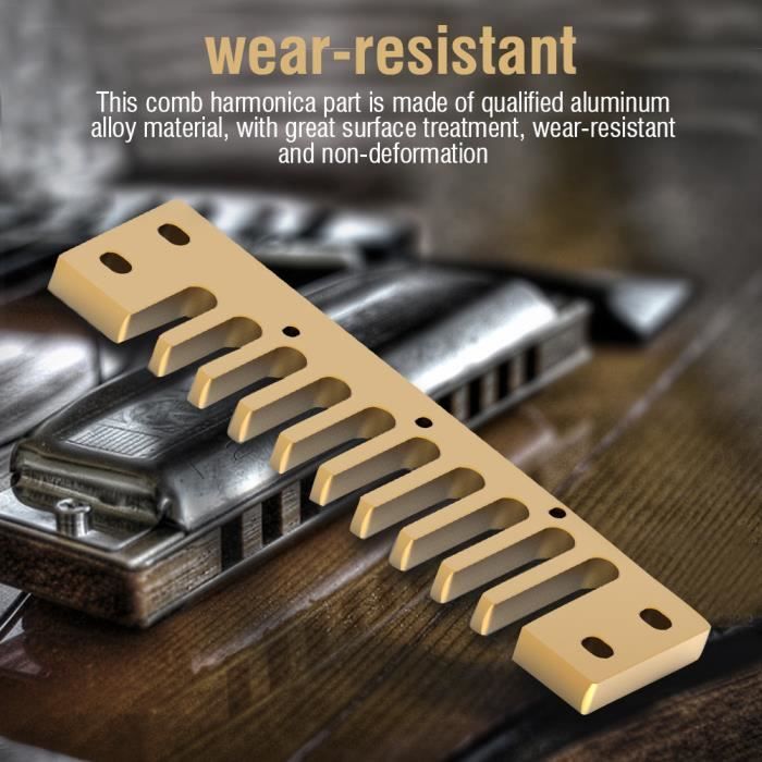 Harmonica,Peigne de blues en alliage d'aluminium,accessoire pour hohner,mélodie dorée,10 trous