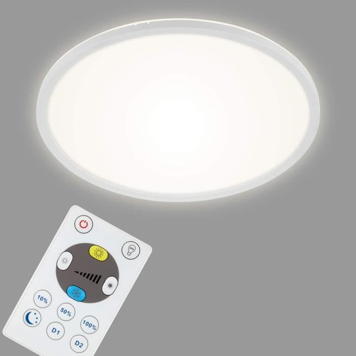 Plafonnier LED Moderne Diossad - 80x45x9 Cm, Blanc, Variateur, Télécommande