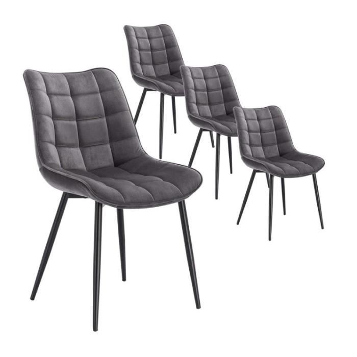 lot de 4 chaises de salle à manger, chaise tapissée en velours, structure en métal, dossier et base rembourrés, rf2012
