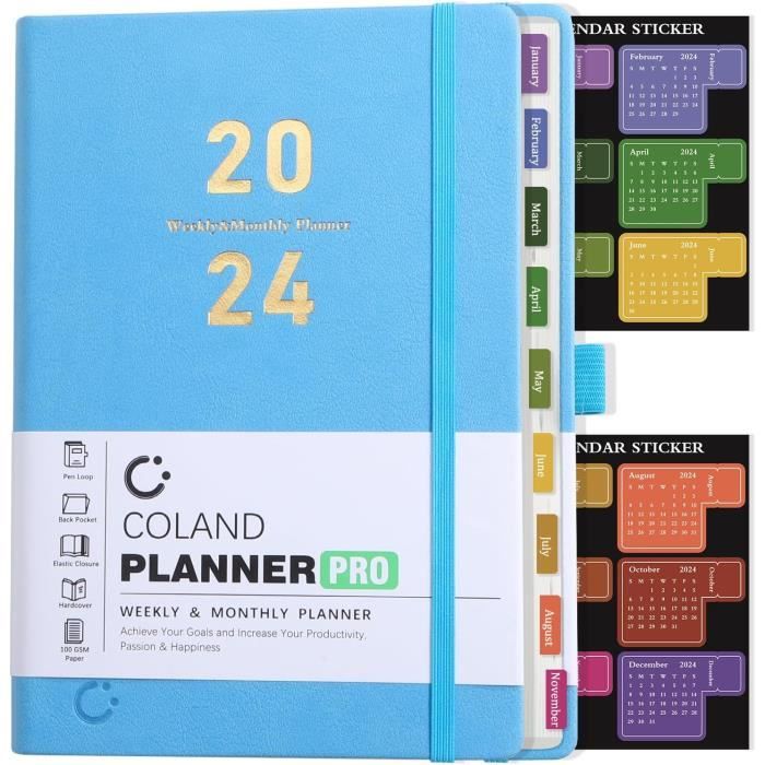 COLAND Agenda Journalier 2024,Scolaire Semainier -21,3 × 14,7cm ...
