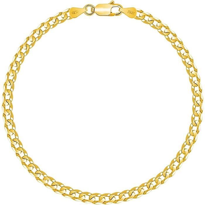 Chaîne De Cheville Argent 925 Plaqué Or Jaune 18K Maille Spiga 1mm - PLANETYS