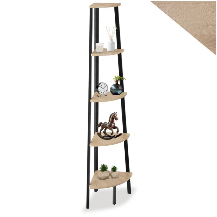 Bibliothèque - TECTAKE - Étagère dangle PORTLAND au style industriel en bois et acier sur 5 niveaux 34 x 34 x 1585 cm - Bois clair