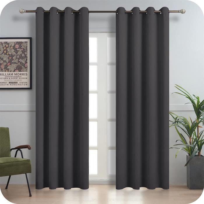 Rideau Occultant Thermique 250x300 Cm - Isolation Phonique Et Anti-UV - Gris - Lavable Machine - 6