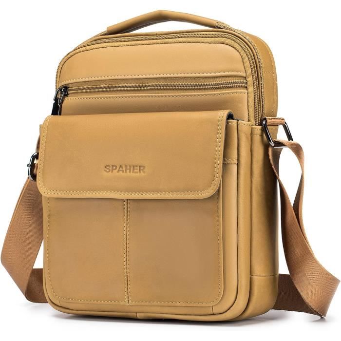 Sacoche Homme Cuir V?�ritable Sacoche Homme Bandouliere Pochette Homme Grand Sac Bandouli?�re 