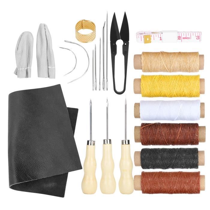 22 pièces Kit de couture en cuir trousse à outils en cuir