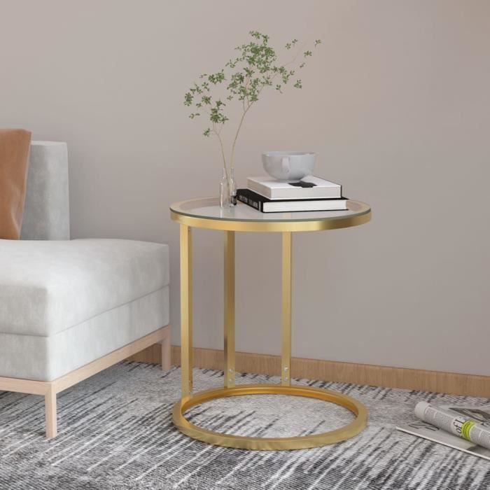 Table dappoint - VIDAXL - Doré et transparent - Verre trempé - 45 cm - Design contemporain