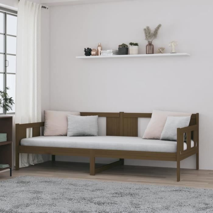 vidaXL Lit de jour Marron miel Bois massif de pin 90x190 cm 820280