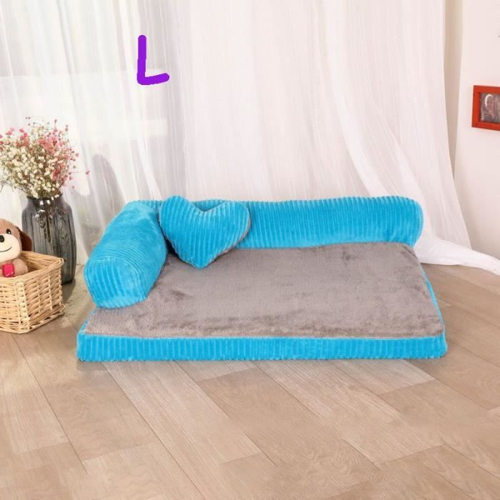 Comparer les prix de Coussin - Panier - Corbeille pour Chien Chat - Déhoussable - Couchage Souple - Bleu - Grand - Carré
