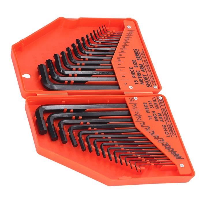 Jeu De 9 Clés Allen Mac Tools à Bras Long — Taille SAE 5/64" à 3/8", Acier Allié, Occasion En Super état