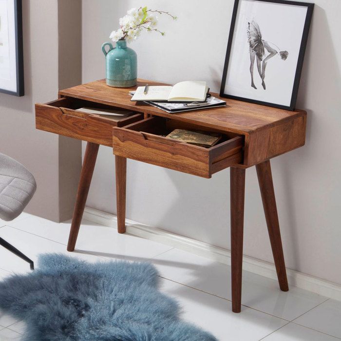Console en bois massif WOHNLING WL5.577 90x76x36cm avec tiroirs - Marron foncé - Salon - Meuble de salon Console en bois massif WOHNLING WL5.577 90x76x36cm avec tiroirs - Marron foncé - Salon - Meuble de salon