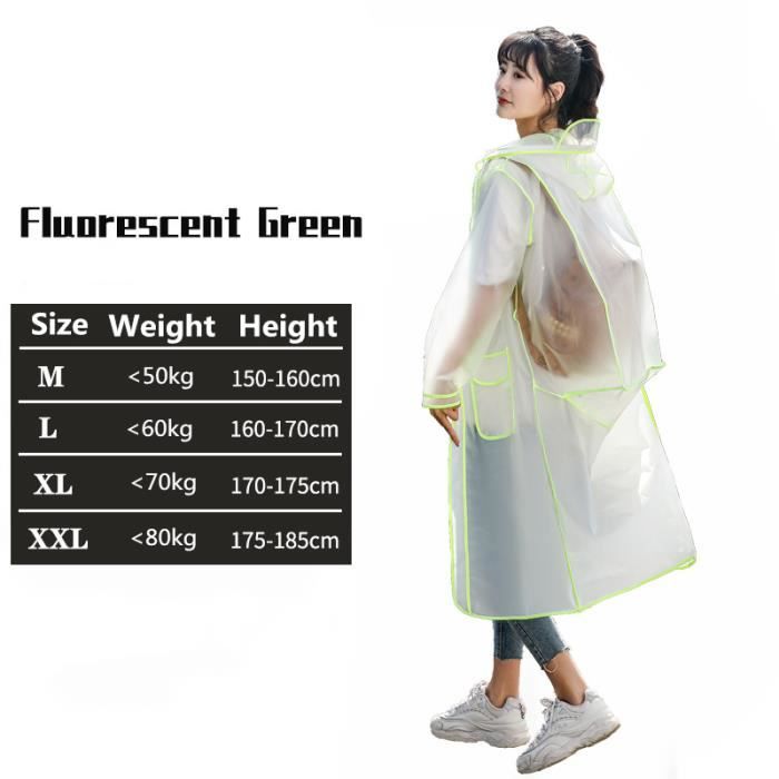PONCHO green XXL Manteau de pluie Transparent en plastique Eva pour homme et femme impermeable a la mode pour voyage adulte p Cdiscount Pret a Porter