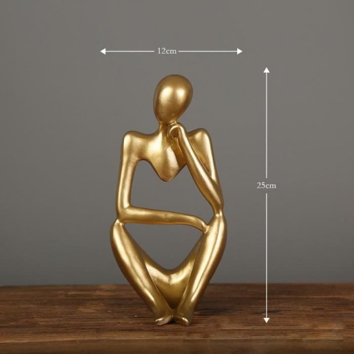 Statuette décoration artisanale en Vieux Penseur en bois massif