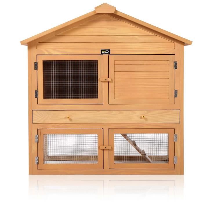 Zoomundo Clapier Cage à Lapin avec 4 Portes et enclos