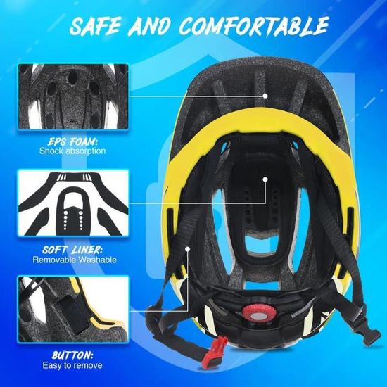 Casque Vélo Enfant Intégral Réglable 43-54 Cm - Protection BMX, Avec Mentonnière Amovible, 16 Aérations