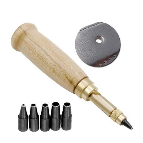 Vis perforatrice cuir Ceintures automatiques Trou perforeuses Drill  Replaceable Mute Rotary Craft outil pour regarder 6PCS