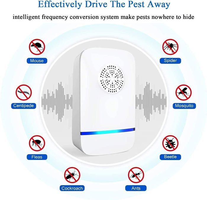 Répulsif Ultrason Anti-Rongeurs Et Insectes 4 Pack - Électronique Anti Souris, Moustiques, Cafards