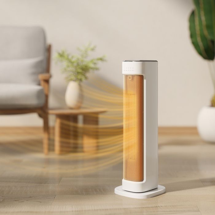 Chauffage D'appoint Céramique HOMCOM 2000W - Oscillation, Télécommande, Minuterie 15h - Sécurité Anti-basculement