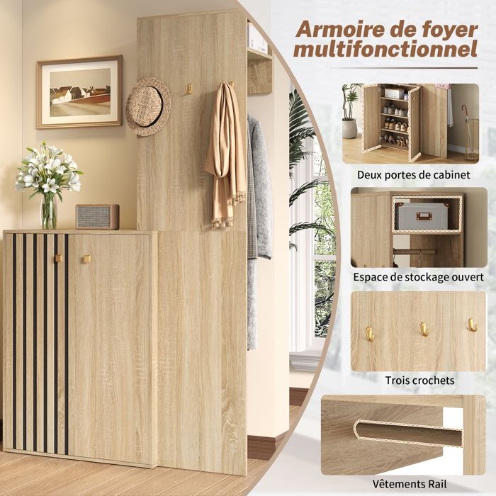 Meuble d’Entrée Moderne avec Rangement, Ensemble Porte-Manteau avec 3 ...