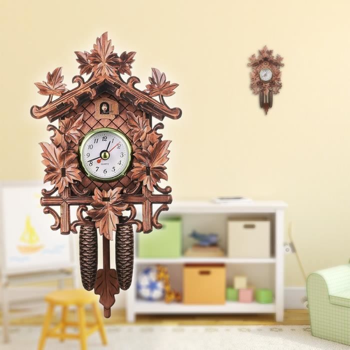 Horloge,Coucou horloge murale oiseau bois suspendus décorations